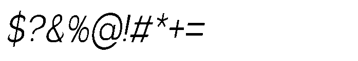 Velion Light Condensed Oblique Font OTHER CHARS