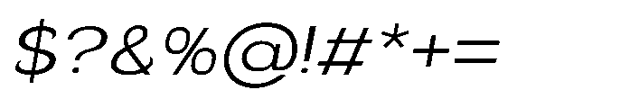 Velion Light Semi Expanded Oblique Font OTHER CHARS