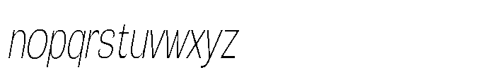 Velion Thin Extra Condensed Oblique Font LOWERCASE