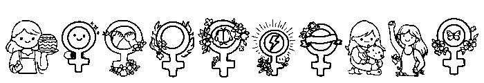 Women Day Doodles Font OTHER CHARS