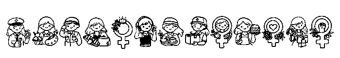 Women Day Doodles Font LOWERCASE