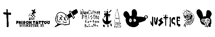 Woodcutter Prison Tattoo Font OTHER CHARS