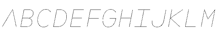 WorkhorseGeoMono HairlineOblique Instance Font UPPERCASE