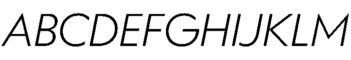 WorkhorseGeometric LightOblique Instance Font UPPERCASE