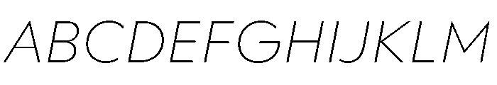 WorkhorseGeometric MicroExtraLightOblique Instance Font UPPERCASE