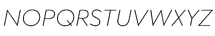 WorkhorseGeometric MicroExtraLightOblique Instance Font UPPERCASE