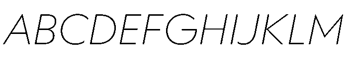 WorkhorseGeometric TextExtraLightOblique Instance Font UPPERCASE
