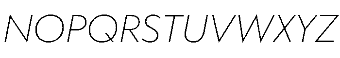 WorkhorseGeometric TextExtraLightOblique Instance Font UPPERCASE