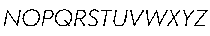 WorkhorseGeometric TextLightOblique Instance Font UPPERCASE
