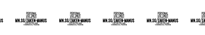 Zaken Manus PERSONAL USE Regular Font OTHER CHARS