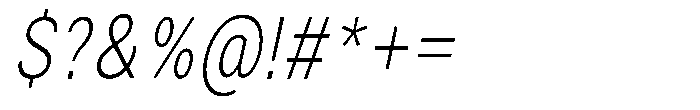 Zendory Extra Light Condensed Ital Font OTHER CHARS