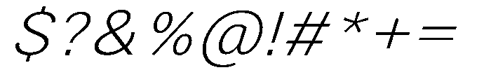 Zendory Extra Light Expanded Nr Ital Font OTHER CHARS