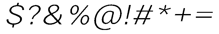 Zendory Extra Light Expanded Oblique Font OTHER CHARS