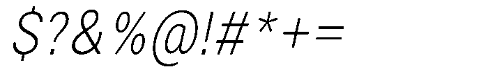 Zendory Extra Light Narrow Condensed Obliq Font OTHER CHARS