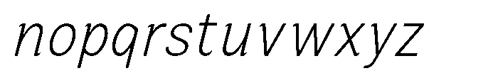 Zendory Extra Light Narrow Italic Font LOWERCASE