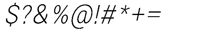 Zendory Extra Light Narrow Oblique Font OTHER CHARS