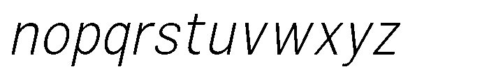 Zendory Extra Light Narrow Oblique Font LOWERCASE