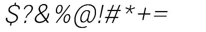 Zendory Extra Light Oblique Font OTHER CHARS