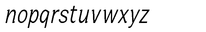 Zendory Light Condensed Italic Font LOWERCASE