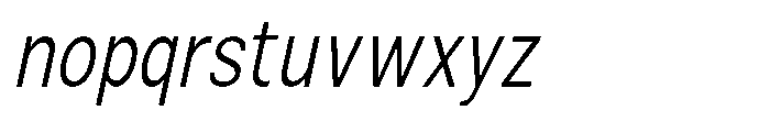 Zendory Light Condensed Oblique Font LOWERCASE