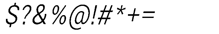 Zendory Light Narrow Condensed Oblique Font OTHER CHARS