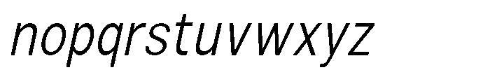 Zendory Light Narrow Condensed Oblique Font LOWERCASE