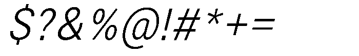Zendory Light Narrow Italic Font OTHER CHARS