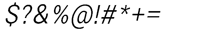 Zendory Light Narrow Oblique Font OTHER CHARS