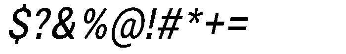 Zendory Medium Narrow Condensed Oblique Font OTHER CHARS