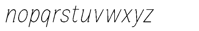 Zendory Thin Condensed Narrow Italic Font LOWERCASE