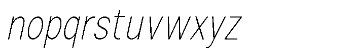 Zendory Thin Condensed Oblique Font LOWERCASE
