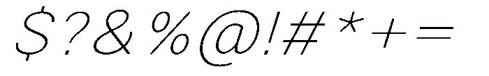 Zendory Thin Expanded Narrow Italic Font OTHER CHARS