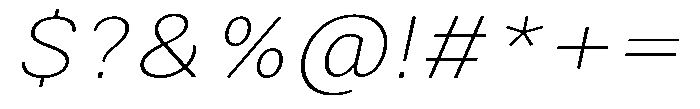 Zendory Thin Expanded Oblique Font OTHER CHARS