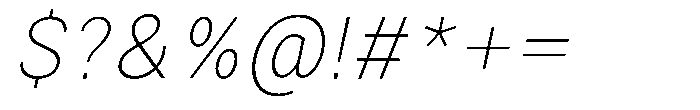Zendory Thin Oblique Font OTHER CHARS
