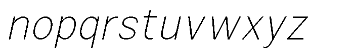 Zendory Thin Oblique Font LOWERCASE