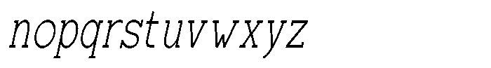 Zero Slab Extra Light Condensed Slanted Font LOWERCASE