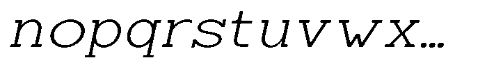 Zero Slab Extra Light Expanded Slanted Font LOWERCASE