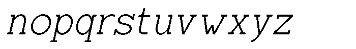 Zero Slab Extra Light Slanted Font LOWERCASE
