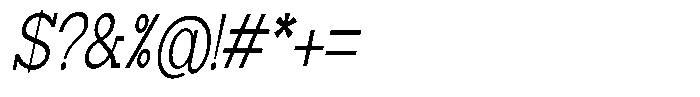 Zero Slab Light Condensed Slanted Font OTHER CHARS