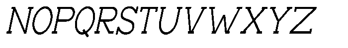 Zero Slab Light Condensed Slanted Font UPPERCASE