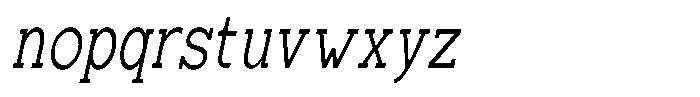 Zero Slab Light Condensed Slanted Font LOWERCASE