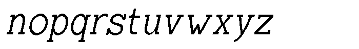 Zero Slab Light Semi Condensed Slanted Font LOWERCASE