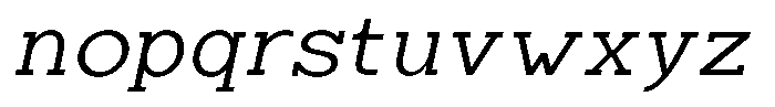 Zero Slab Light Semi Expanded Slanted Font LOWERCASE