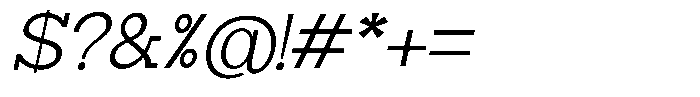 Zero Slab Light Slanted Font OTHER CHARS