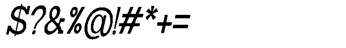 Zero Slab Medium Condensed Slanted Font OTHER CHARS