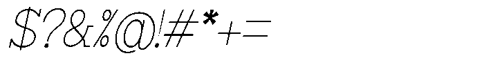 Zero Slab Thin Semi Condensed Slanted Font OTHER CHARS