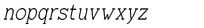 Zero Slab Zero Slab-Ext Light Semi Condensed Slant Font LOWERCASE