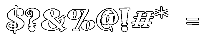 ZP Doohickey Outline Font OTHER CHARS