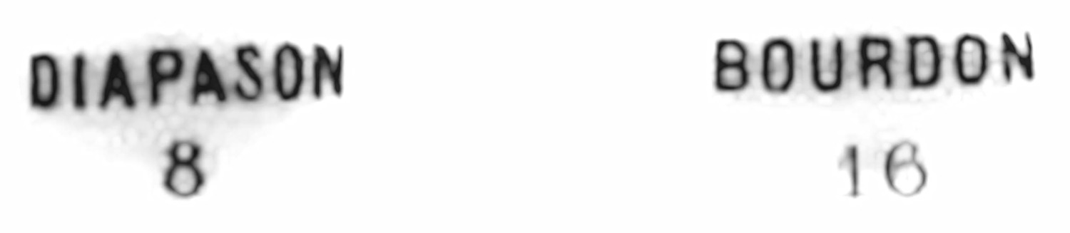 Stop label of CavaillÃ©-Coll pipe organ Font sample to identify the typeface on WhatFontIs