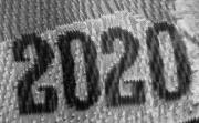 Can't identify this font.  Have image of "2020" only.  Font sample uploaded by littleboots to identify the typeface on WhatFontIs